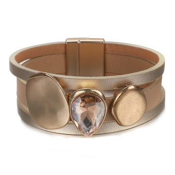 Amorcome Multi-type Stars Leaf Flower Round Charm Leather Bracelets for Women Multilayer Wide Wrap Bracelet Wristband Pulseira daiiibabyyy